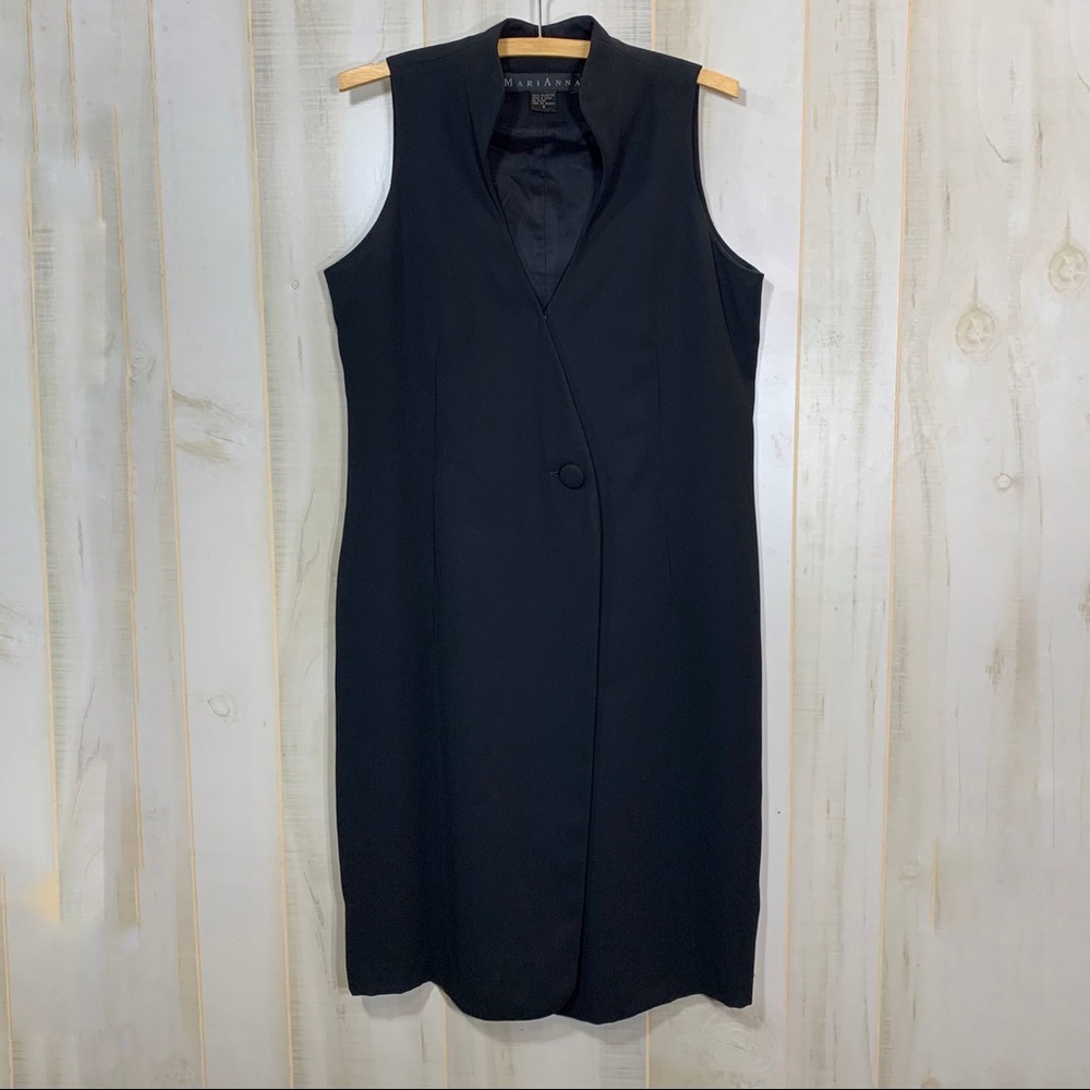 MariAnna Black Wrap Dress One Button 6 LBD